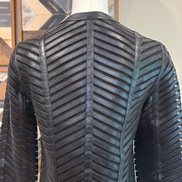 Ralph Lauren Black Label Leather Mesh Jacket size 4 - Picture 6 of 14
